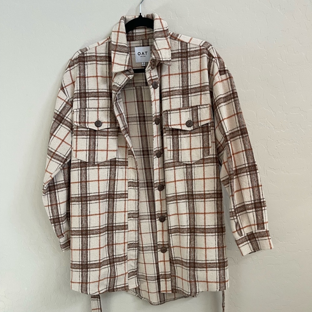 Oat New York Plaid Jacket in Cream and Brown